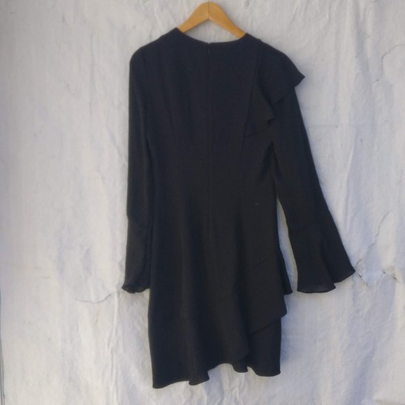 Parker Black Ruffled Dress size 4, Lightweight Short Black Dress fully Lined - Picture 2 of 6